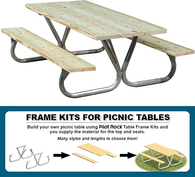 Pilot Rock 6 Pack Outdoor Steel Non Tip Picnic Table Leg Kits for 6' or 8' Planks (Frames Only)