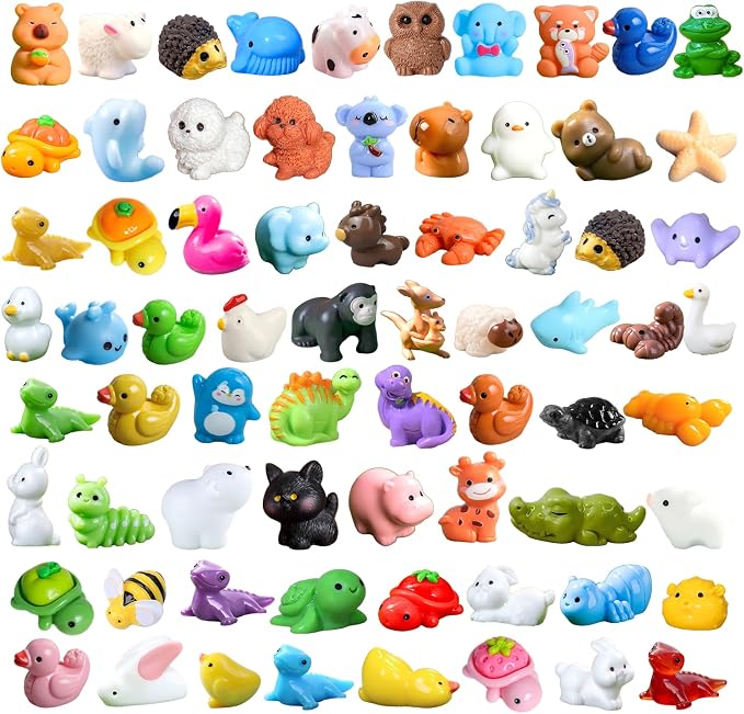 70 Styles Mini Tiny Resin Animals for Fairy Garden, Mini Landscape, Dollhouse Accessories, DIY Crafts, Easter Scatter, Terrarium & Home Decor