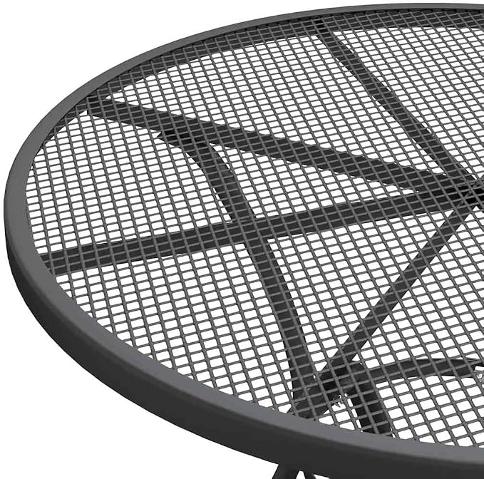 Outdoor Dining Set 3 Piece Expanded Metal Mesh with Foldable Chairs Adjustable Backrest for Patio Garden Backyard Balcony Porch Anthracite