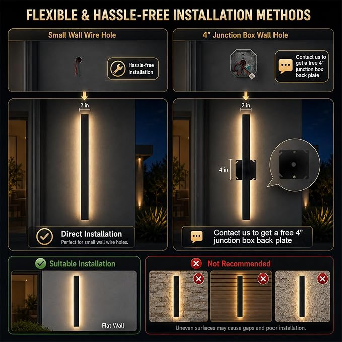 71 Inch Modern Outdoor Wall Lights Long Outdoor Wall Sconce IP65 Waterproof Linear Exterior Wall Lamp 3000K LED Exterior Light Fixtures for House Patio Garage