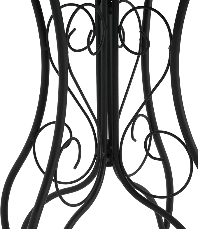 Outdoor Metal Side Table with Ceramic Tile Top Mosaic Patio Side Table and Plant Stand Tables, Round Side Table Iron End Tables for Yard Porch Balcony Garden, Daisy Red