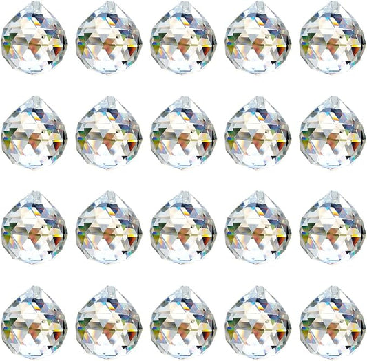 20 Pack Clear Hanging Crystal Prism Feng Shui Ball Crystal Glass Ball Pendant Rainbow Maker for Window Suncatcher Gift, 20mm