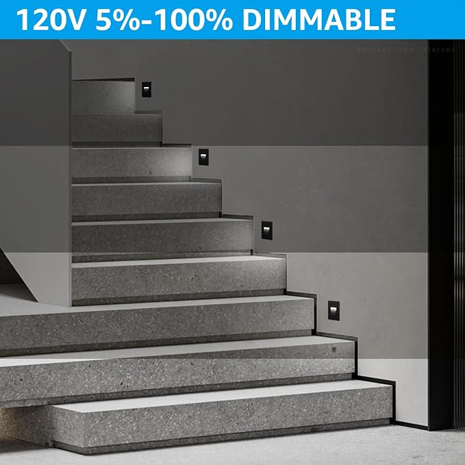LEONLITE 3-Pack 5CCT 120V LED Step Lights, Vertical, Black | 150LM, 5%-100% Dimmable, CRI90, ETL, Indoor Outdoor Stair Lights, Wet Location, 2700K/3000K/3500K/4000K/5000K, Aluminum