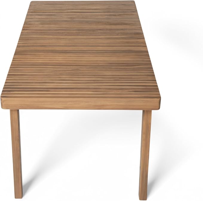 Merax 69" Acacia Wood Outdoor Dining Table with Slatted Top for Patio & Garden Gatherings, 300 lbs Weight Capacity, Brown