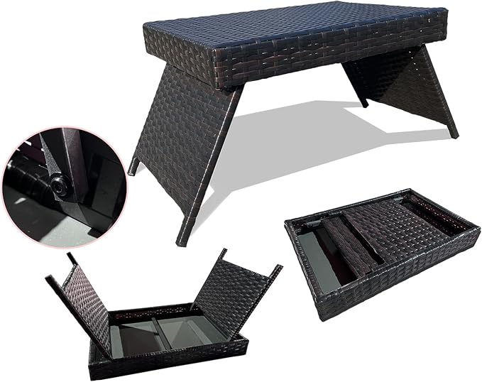 Outdoor PE Wicker Patio Coffee Table, Classic Hand-Woven Rattan Side Table Waterproof for Garden Porch Backyard, 23" D x 16" W x 16" H Mixed Brown