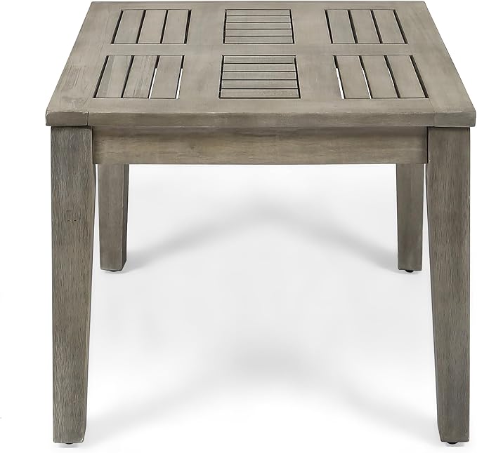 Outdoor Acacia Wood Side Table, 20x20 Inch Low Profile Patio End Table, Transitional Design for Porch, Deck, Poolside & Garden, 300 lbs Weight Capacity, Weather-Resistant - Natural