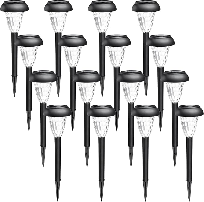 GIGALUMI Solar Lights Outdoor Waterproof, 16 Pack Warm White Pathway Lights | Solar Powered Landscape Lighting, Solar Garden Light for Decor, Patio, Garden, Yard, Pathways, Walkways