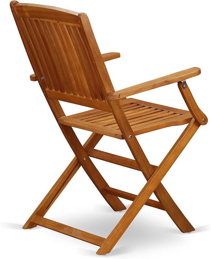 East West Furniture BSCM9CANA 9 Piece Outdoor Patio Dining Sets Includes an Oval Acacia Wood Table and 8 Folding Arm Chairs, 36x78 Inch, Natural Oil