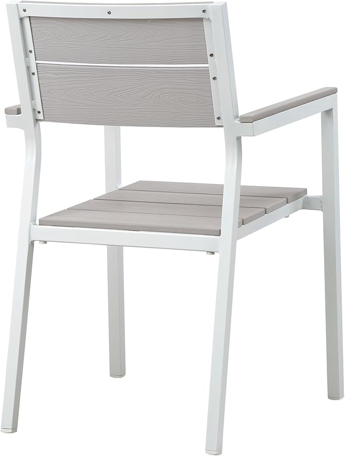 Lexmod Maine 9 Piece Outdoor Patio Dining Set in White Light Gray