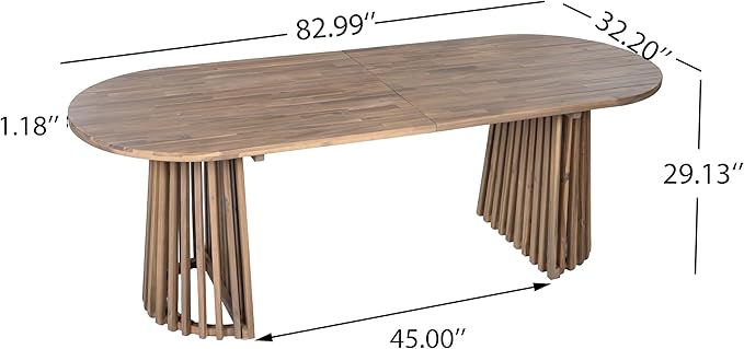 Christopher Knight Home Zoa Acacia Wood Dining Set for 6, Outdoor Dining Table with Dual Slatted Pedestal Bases, Outdoor Dining Chairs with Cushions, 7 Piece Patio Dinner Set, Beige/Light Teak/Brown