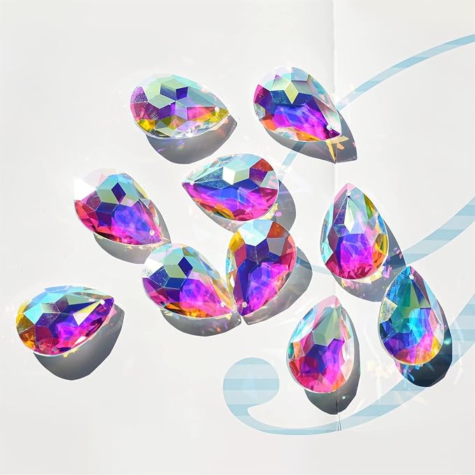 10 Pcs Crystal Prism Pendants Chandelier Suncatcher Bauhinia Window Decor | 50mm Chandelier Crystal Prisms Colorful Bauhinia Hanging Ornaments Lamp Christmas Tree Home Decoration Accessories