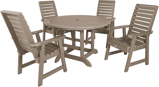 highwood Weatherly 5-Piece Round Dining Set, Woodland Brown