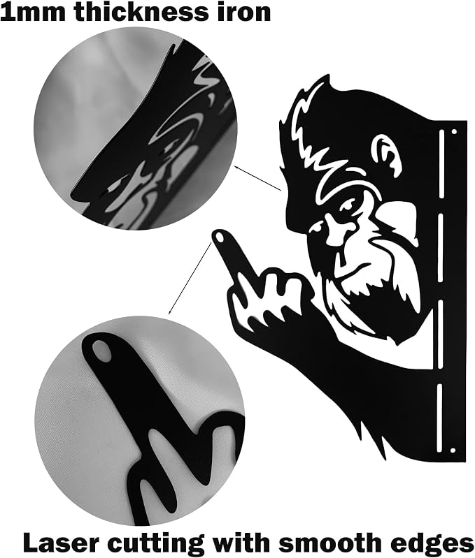 17.5 IN Sasquatch Peek Flip Off Metal Sign Bigfoot Yard Decor | Funny Big Foot Cutout Plaque Sculpture Silhouette Tree Fence Garden Patio House Wall Porch 17.5x11.4 IN Middle Finger
