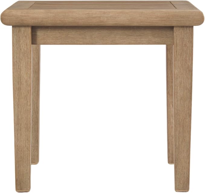 Signature Design by Ashley Gerianne Outdoor Eucalyptus Wood Rectangular Coffee Table, Beige - 50 x 26 x 19 inches, Weather Resistant