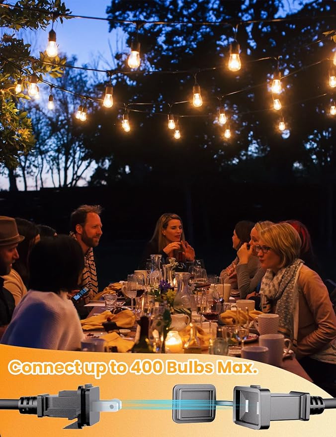 Svater Outdoor String Lights Led, 105FT Commercial Grade Patio Lights with 1W Dimmable S14 Shatterproof Bulbs, Warm White and Weatherproof Strand - UL Listed Heavy-Duty Café Lights, Market Lights