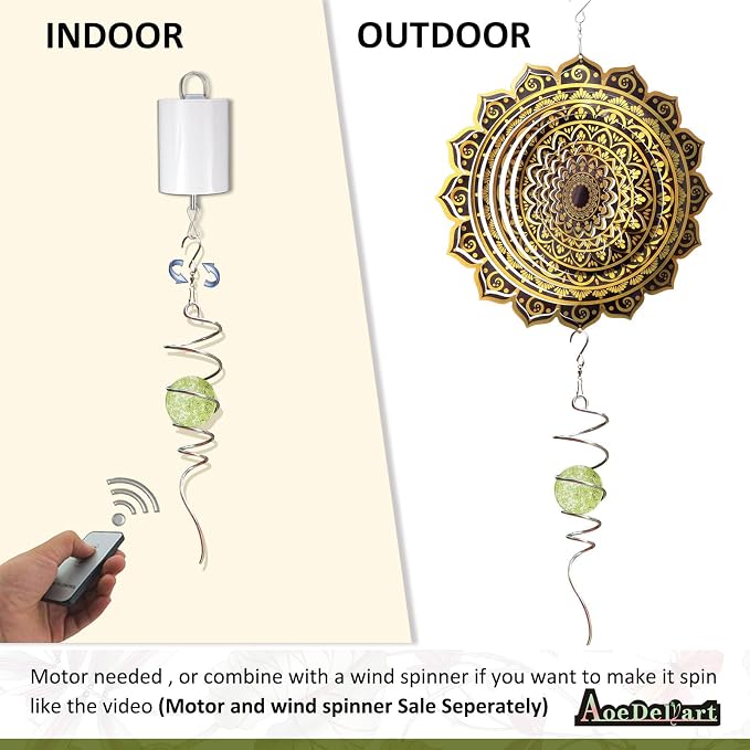 Aoedelyart Glow in The Dark Wind Spinner Tail Gazing Ball Spiral Decorative Spiral Tail Wind Spinner Stabilizer Sun Catcher,Indoor Outdoor Hanging Art Garden Decoration Wind Sculpture Stabilizer-13in