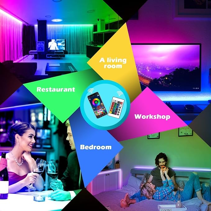 AILBTON 150ft Led Strip Lights(2 Rolls of 75ft led Lights) Ultra Long Led Light Strip with App Voice Control Remote,5050 RGB Music Sync Color Changing Led Lights for Bedroom,Party,Home Decoration