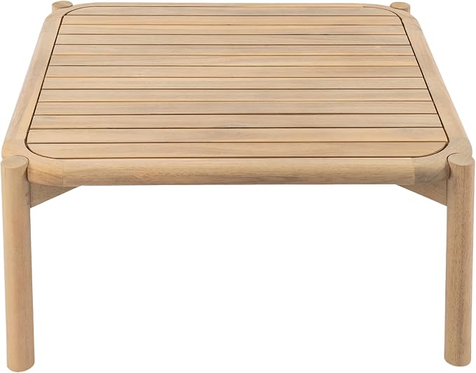 Christopher Knight Home Aladi Outdoor Coffee Table for Patio Furniture Set, Acacia Wood Side Table with Slats Panel Support Tabletop, Square Patio Table for Poolside Balcony Garden, Light Teak