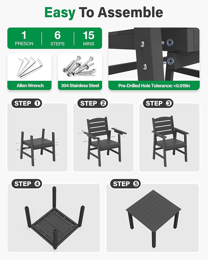 YEFU HIPS Patio Dining Set for 8 : Modern Outdoor Table and Chairs Easy Clean Outdoor Dining Set - 12-Piece Waterproof All-Weather Easy Assembly Furniture for Backyard Garden Deck（Grey）