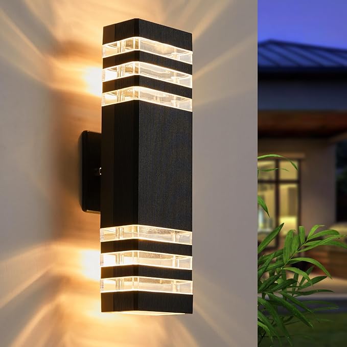 LMP LED Outdoor Wall Light, Aluminum IP65 Waterproof Porch Lights | Up and Down,3000K 5W G10 Bulbs Included,ETL Certified, Outside Wall Exterior Lighting Fixtures for House, Front Door, Garage