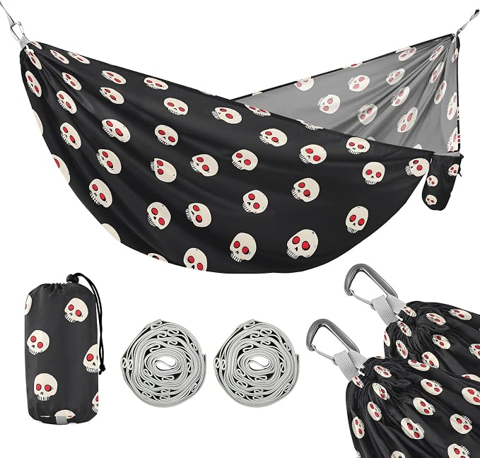 Camping Hammock Outdoor Hammocks for Outside Skull Red Dot Beach Trees Portable Lightweight with Pockets Tree Straps Indoor