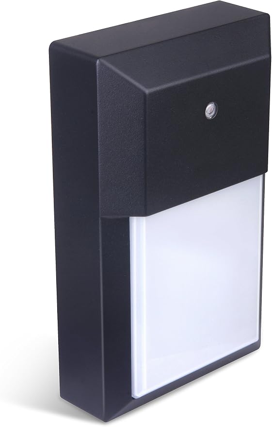 Outdoor Porch Light, LED Wall Sconce, Rustproof Aluminum | Dusk to Dawn Modern Exterior Wall Light Fixture for House, Patio, Garage, 12W 1000 Lumen, Waterproof, 3000K, Black, 1 Pack