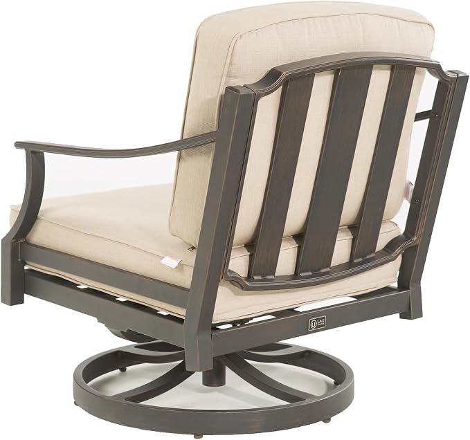 PEAK HOME FURNISHINGS Tamarin Outdoor Swivel Club Lounge Chair in Bronze Aluminum with Ottoman