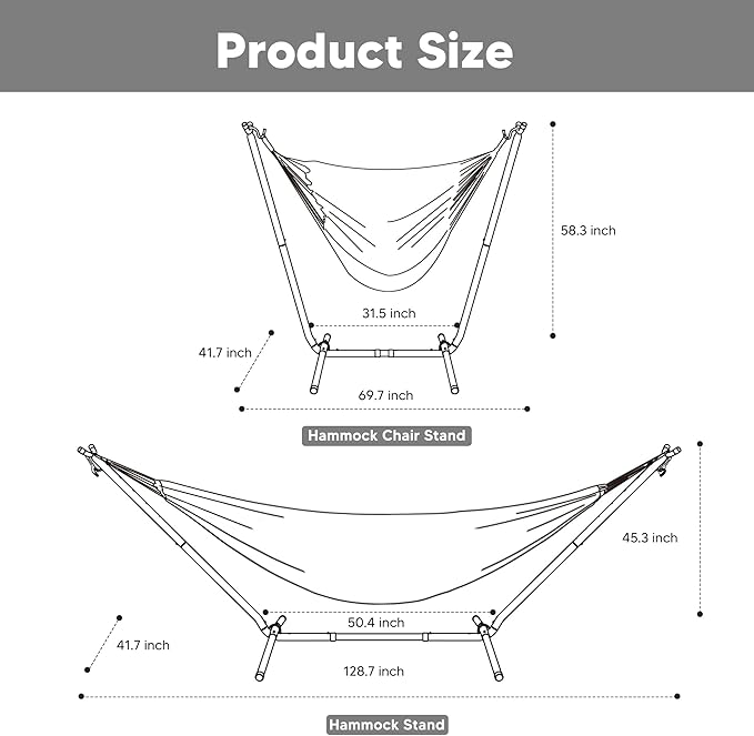 SUNCREAT 2-in-1 Convertible Backyard Fabric Hammock with Stand, Large Hammocks for Outside, Green & Orange