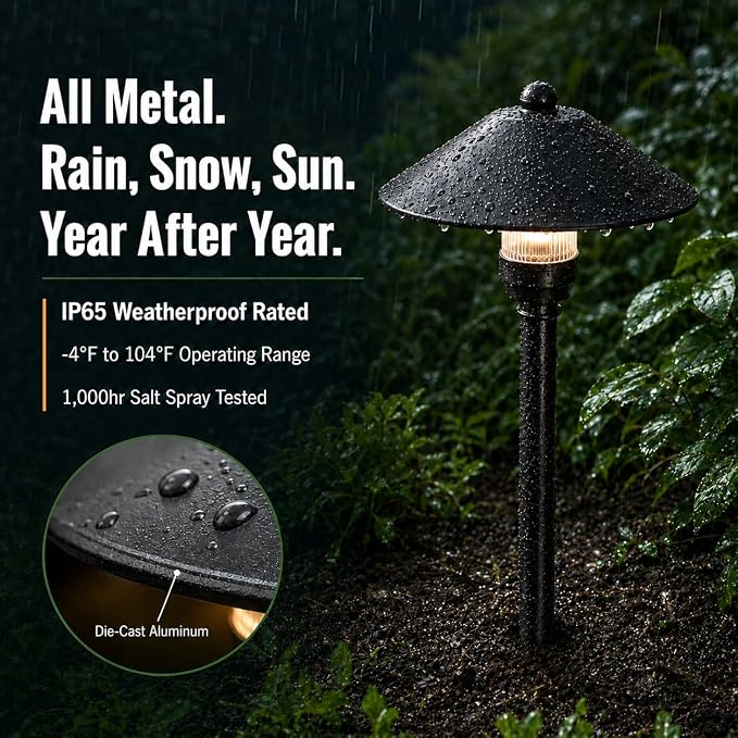 HIBOITEC 3W Low Voltage Pathway Lights 4 Packs, Bulb Replaceable Design | Aluminum Wired Path Lights 12V-24V AC/DC, Outdoor Waterproof Landscape Lighting for Yard Garden Walkway, ETL Listed