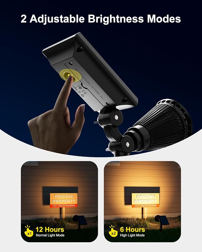 Solar Power Spot Lights Outdoor Waterproof for Christmas Decorations, Flag, Tree, Wreath, Santa Claus, Snowman, Bright LED Landscape Lamp Uplights for Outside Garden, Yard, Patio, Sidewalk,Warm White