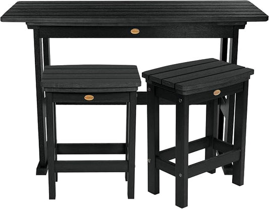 highwood Lehigh 3pc Counter Height Balcony Dining Set, Black