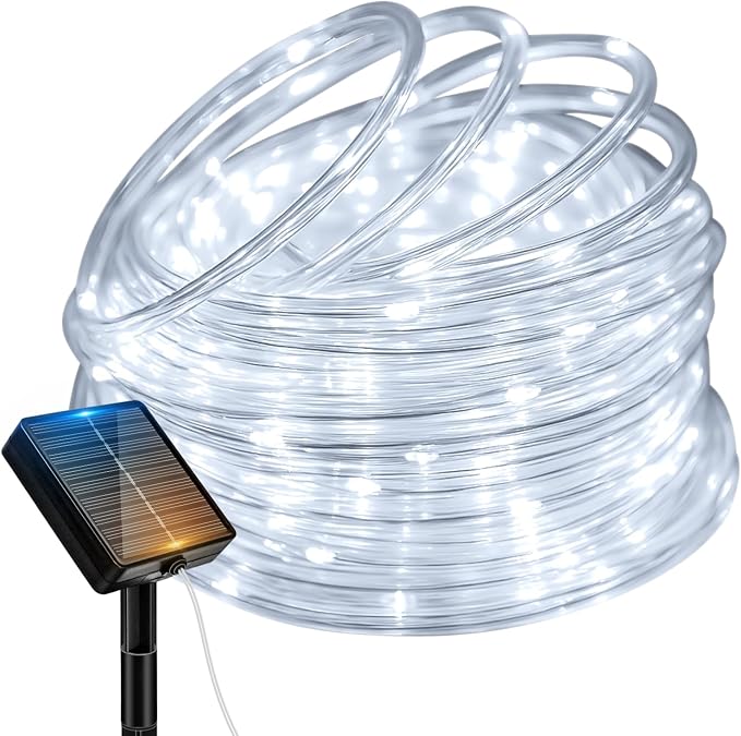 btfarm Solar Rope Lights, 120LED 46FT Solar String Lights Outdoor Waterproof, 8 Lighting Modes Solar Powered Strip Trampoline Light for Outside Garden Tree Christmas Yard Patio Decor, Cool White