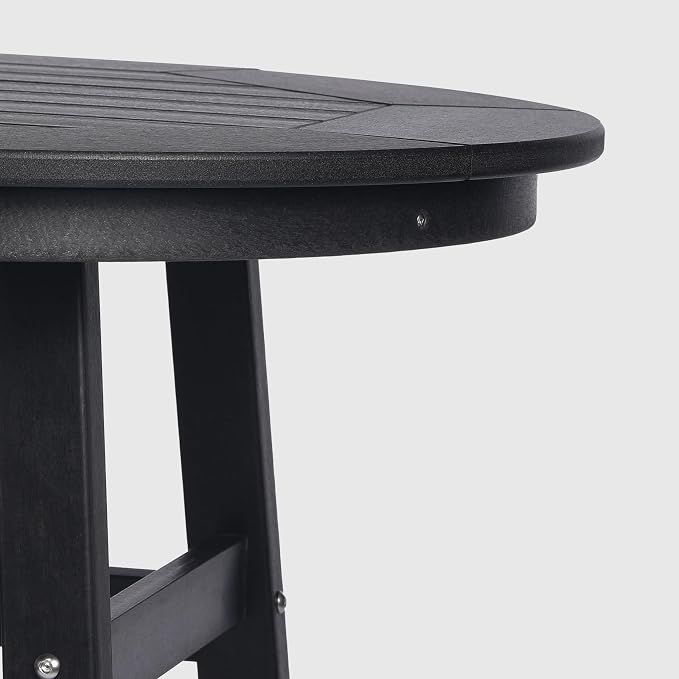 WestinTrends Outdoor 35" HDPE Round Patio Counter Height Bar Table, Black