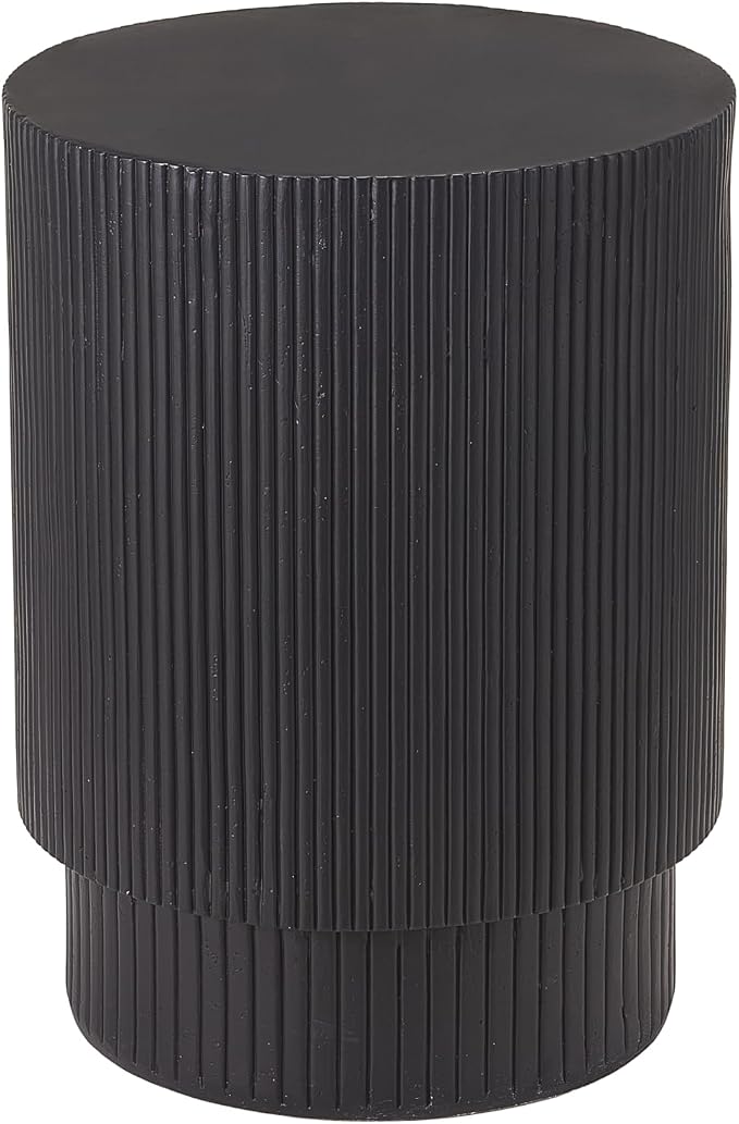 Christopher Knight Home Parson Patio Lightweight Concrete Round Coffee Table, Indoor and Outdoor Table for Garden/Backyard/Poolside/Balcony Cafeteria, MGO Outdoor Side Table with No Assembly, Black