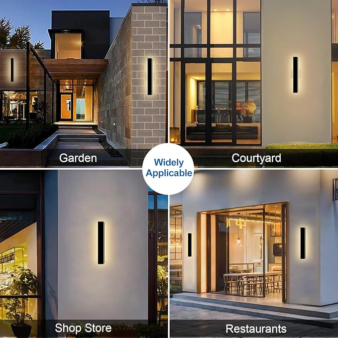 Modern Outdoor Wall Lights 2 Pack 31.5inch Long Outdoor Sconce Light | Outdoor Light Fixtures Wall Mount LED 3000K Linear Exterior Sconce IP65 Waterproof Outside Light Fixtures for House Garage