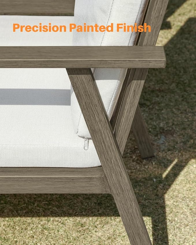 9 Pieces Outdoor Dining Set, Never-Rust Aluminum Patio Furniture Set with Umbrella Hole, All-Weather Outdoor Patio Dining Set for 8, Patio Table and Chair Set for Decks, Pool, Lawn, Limed Oak