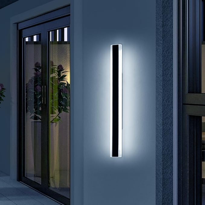 39inch Outdoor Modern Wall Sconces, Dimmable Exterior Wall Mounted Lighting 3 Color 3000K/4500K/6000K, IP65 Waterproof, Minimalist Porch Lights Fixture for Yard Patio Garage with Remote Control