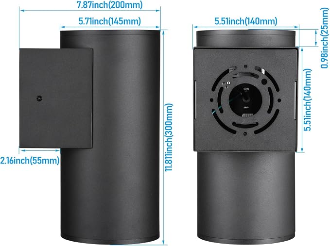 LEONLITE 2-Pack 12 Inch 5CCT Integrated Cylinder LED Down Light Outdoor | 2700K/3000K/3500K/4000K/5000K, 100V-277V, 15W, Aluminum Wall Sconce, IP65, ETL Listed, Exterior Light Fixture Wall Mount