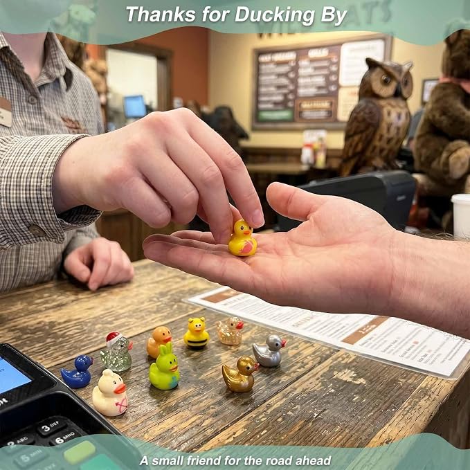 Assorted Mini Resin Duck Figurines 100 Pack, Mixed Styles & Colors Tiny Ducks to Hide, Little Ornaments, Miniature Animals for Fairy Garden, DIY Crafts, Micro Landscape & Desk Décor