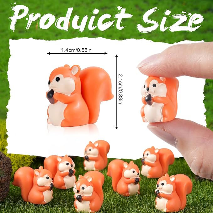 50 Pcs Mini Squirrel Figurines, 2.1 x 1.4cm Resin Squirrel Decor Bulk