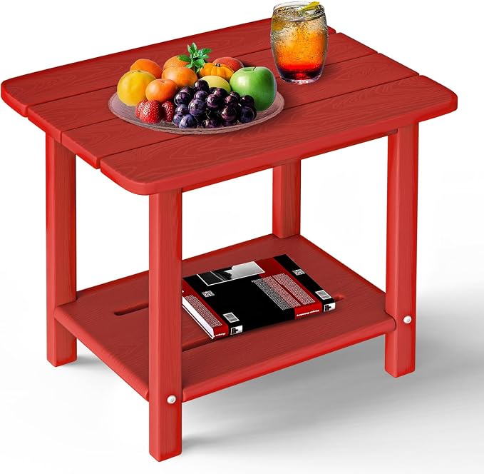 nevilywood 2-Tier End Table, HDPE Whether resisted, Red