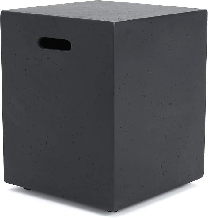 Christopher Knight Home Aidan Outdoor Tank Holder Side Table - Lightweight Concrete - Dark Gray