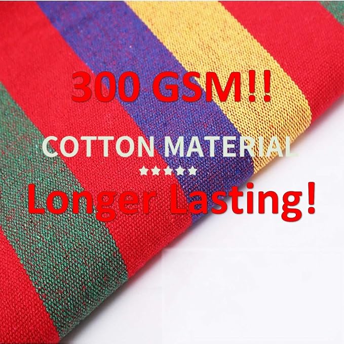 XL Double Brazilian Hammock 260x150cm - Soft Cotton Fabric for 2 People - Ideal for Backyard, Patio, Porch - Indoor/Outdoor Swing Bed with 2 Hanging Ropes Red