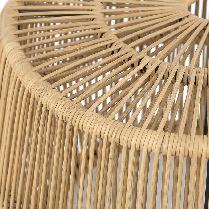 Brown Wicker Round Outdoor Coffee Table, Stylish Weather-Resistant Design, Durable Construction for Patio, Garden, Outdoor Lounge