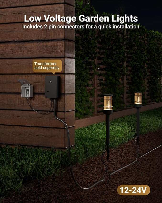 Sunco 6 Pack Low Voltage Garden Landscape LED Pathway Lights, 1.5W | 50LM, 3000K Warm White, Landscape Pathway Lighting, Transparent Polycarbonate Lens with Connectors, For Walkways, Wet Rated