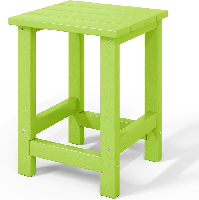 WestinTrends Malibu Kids Outdoor Patio Furniture HDPE Adirondack Square Side Table, Lime