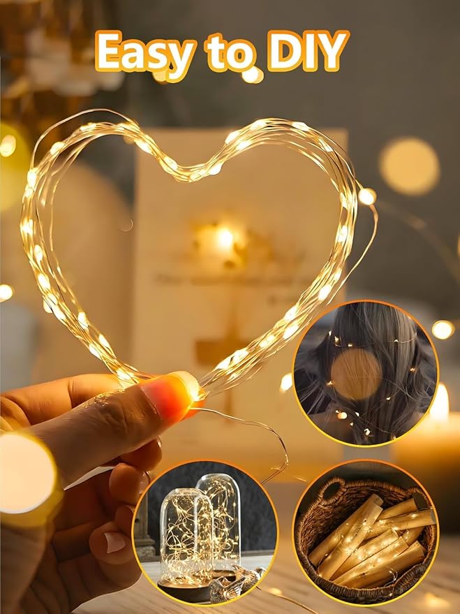33FT 50 LED Fairy Lights Battery Operated with Remote and Timer Warm White | Remote Control, 8 Modes, Timer, Adjustable brightness, Waterproof Lights for Indoor Outdoor Classroom Christmas Decor