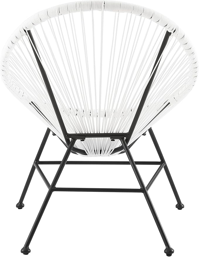 Linon Charleston White Woven Hammock Style Outdoor Chair with Black Metal Frame