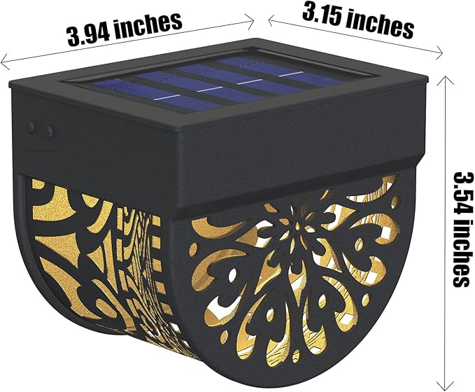 4 Pack Solar Fence Lights Outdoor Wall Lights Plastic Solar Powered Deck Step Stair Lights Mandala Theme Waterproof Fence Solar Light for Garden Post Patio Yard Decor, Gardening Gifts for Women Mom