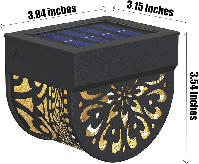 4 Pack Solar Fence Lights Outdoor Wall Lights Plastic Solar Powered Deck Step Stair Lights Mandala Theme Waterproof Fence Solar Light for Garden Post Patio Yard Decor, Gardening Gifts for Women Mom